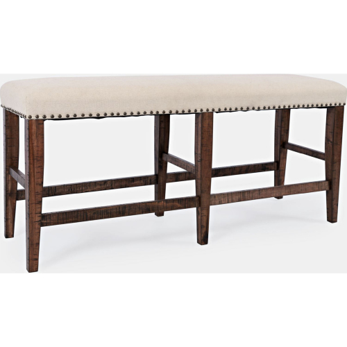 Fairview Backless Counter Dining Bench in Distressed Oak Finish Wood